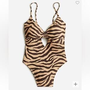 NWT J.Crew Front Twist one-piece in zebra stripe